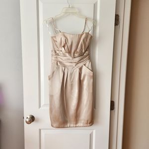 David's Bridal bridesmaid dress, champagne color, pockets, size 4